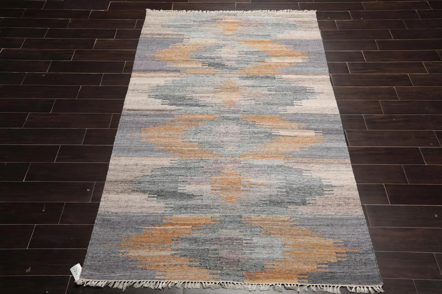 5' x 8' Indoor Outdoor Hand Woven 100% Recycled PET Yarn Modern Kilim Area Rug Gray